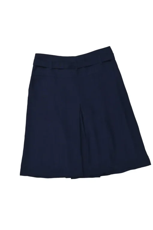 Navy cupro pleated tie-waist skort