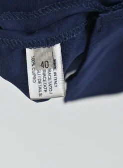 Navy cupro pleated tie-waist skort