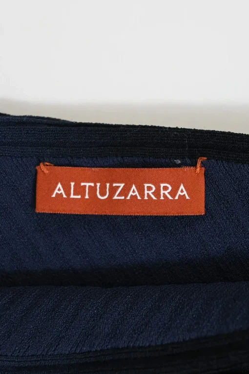 Navy dip-dyed viscose-blend one-shoulder plissé knit top