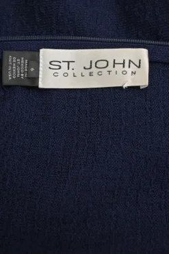 Navy draped wool-blend bouclé knit draped cowl portrait collar sleeveless sheath dress
