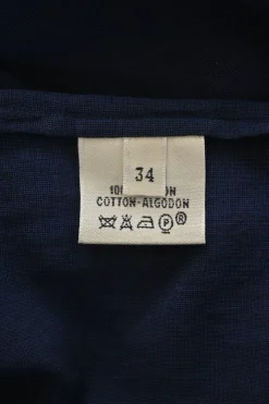 Navy gathered cotton voile off-shoulder button-front shirt with drawstring neckline