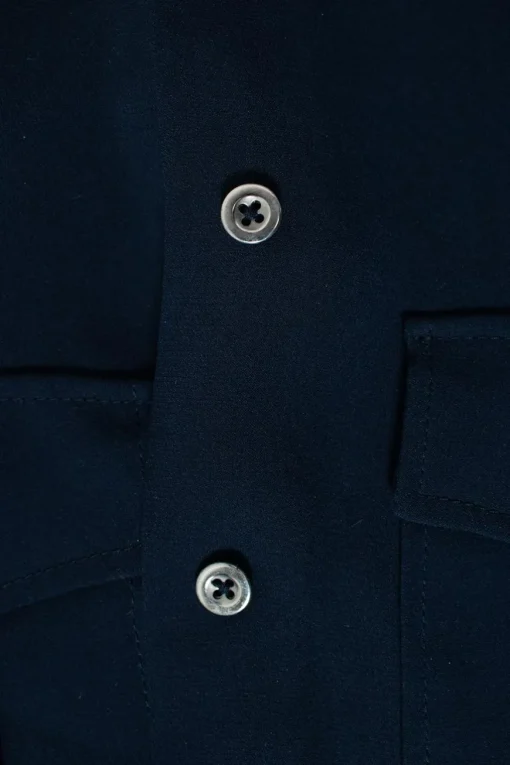 Navy long-sleeved silk top