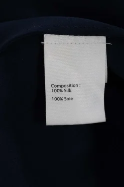 Navy long-sleeved silk top