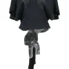 Navy paneled bias-cut viscose Dalil plunge neck flutter sleeve tie-back wrap blouse
