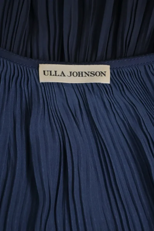 Navy polyester drawstring plissé plunge neck sleeveless dress with front keyhole details
