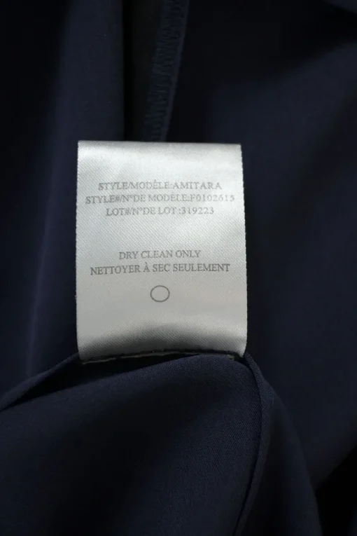 Navy silk Amitara wrap-effect notch collar midi shirt dress
