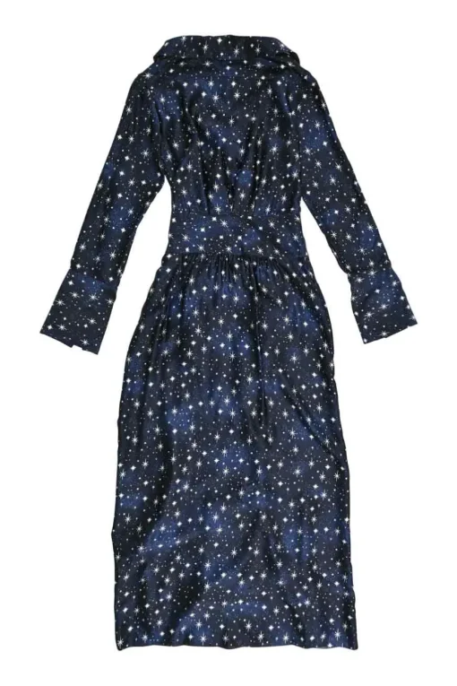 Navy silk star digi-print Overture tie-waist shirt dress