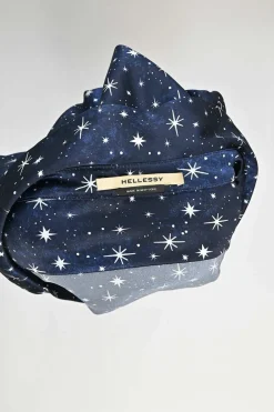 Navy silk star digi-print Overture tie-waist shirt dress