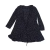 Navy silk star print Alexandra plunge wrap mini ruffle dress
