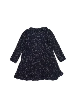 Navy silk star print Alexandra plunge wrap mini ruffle dress