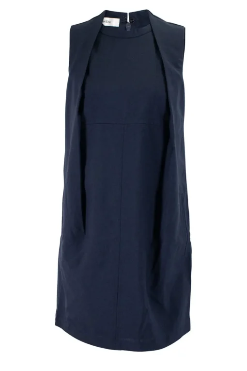 Navy sleeveless knee-length dress