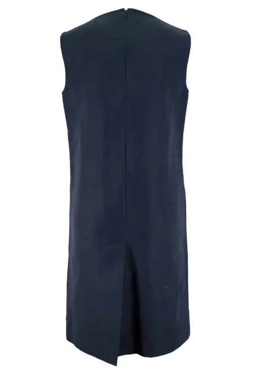 Navy sleeveless mini dress with square neckline