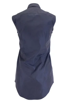 Navy sleeveless top with pleated panels