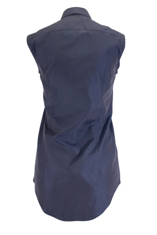 Navy sleeveless top with pleated panels