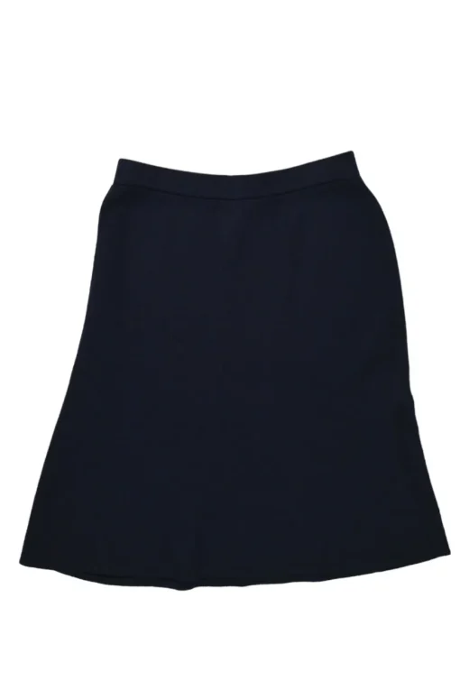 Navy wool-blend interlock knit pull-on A-line mini skirt with elasticated waistband