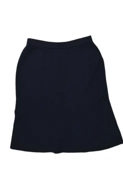 Navy wool-blend interlock knit pull-on A-line mini skirt with elasticated waistband