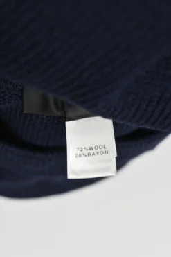 Navy wool-blend interlock knit pull-on A-line mini skirt with elasticated waistband