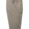 Neutral cotton fleece high-waist knee-length pencil skirt