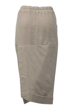 Neutral cotton fleece high-waist knee-length pencil skirt