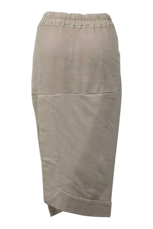 Neutral cotton fleece high-waist knee-length pencil skirt