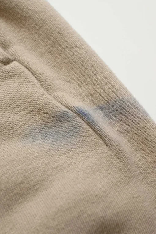 Neutral cotton fleece high-waist knee-length pencil skirt