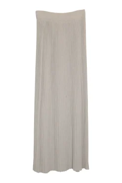Oatmeal viscose-blend rib pull-on maxi skirt with elasticated waistband