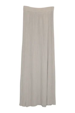 Oatmeal viscose-blend rib pull-on maxi skirt with elasticated waistband