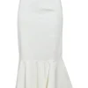 Off white high-rise godet skirt