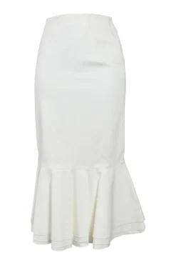 Off white high-rise godet skirt