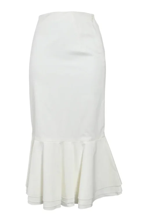 Off white high-rise godet skirt