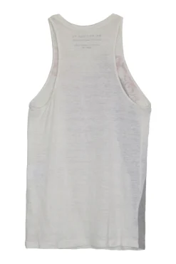 Off white linen pullover racerback graphic tank top