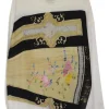 Off white silk boatneck pullover floral pleated top