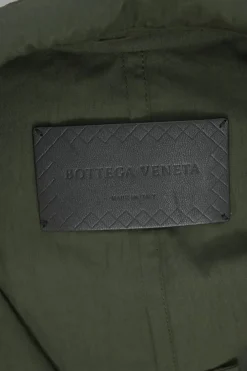 Olive green cotton-blend double breasted sleeveless belted trench dress
