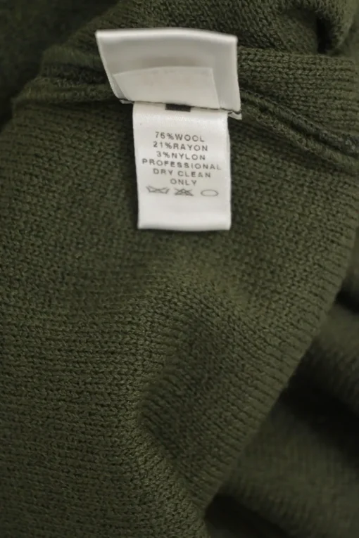 Olive green floral-embellished wool-blend ponte knit portrait neck quarter-sleeve slit-back sheath dress