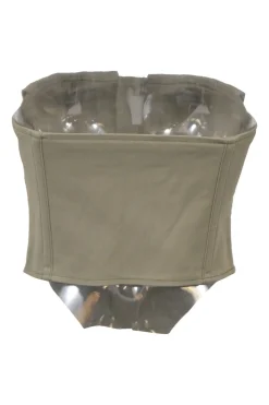 Olive green organic cotton-blend workwear zip-up corset top