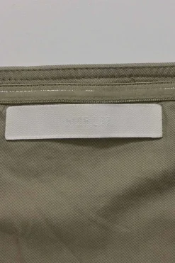Olive green organic cotton-blend workwear zip-up corset top