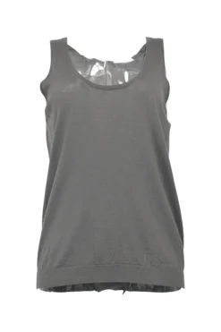 Olive merino wool jersey knit sleeveless pullover top