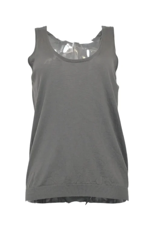 Olive merino wool jersey knit sleeveless pullover top