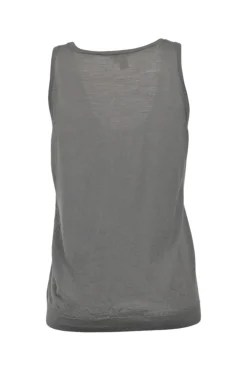 Olive merino wool jersey knit sleeveless pullover top