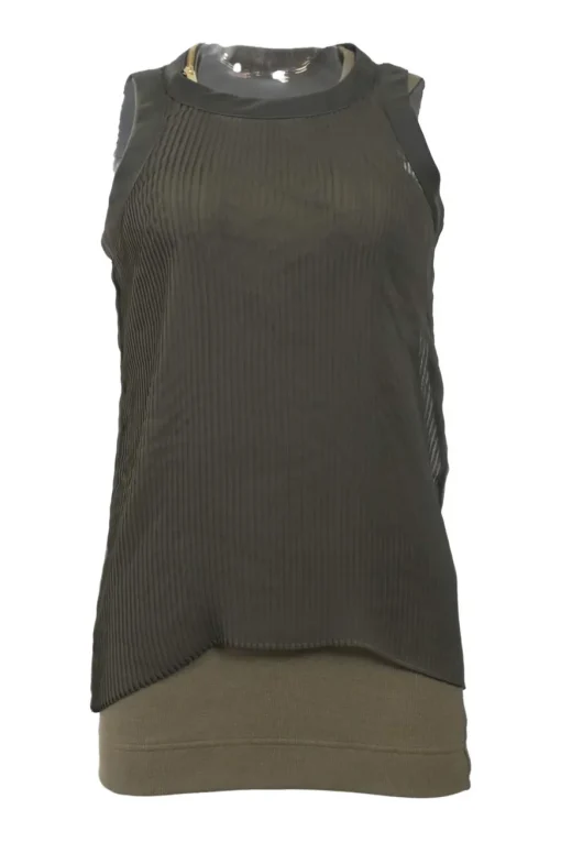 Olive polyester bi-layer effect racerback tank top