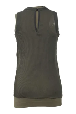 Olive polyester bi-layer effect racerback tank top