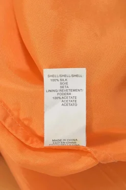 Orange bias-cut draped silk bateau neck blouson dress with dolman sleeves and elasticated waistband