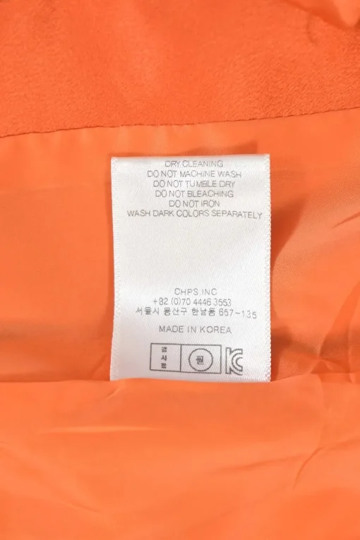 Orange bias-cut polyester godet midi skirt with lace-up tuck pleat hip detailing