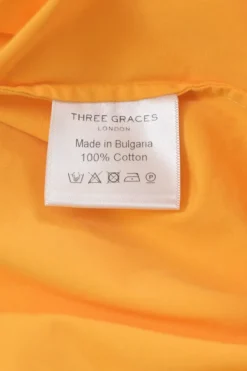 Orange cotton wrap-front tie-waist bustier midi dress with adjustable spaghetti straps
