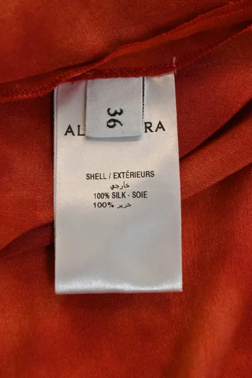 Orange dip-dyed silk short sleeve sheath dress with keyhole back