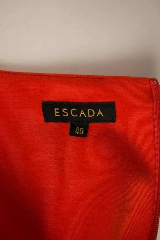 Orange mid-length sleeve knee-length dress with side pleats. Feature zipper closure at the back