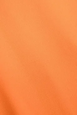 Orange polyester-blend Lane slit-back bustier sheath dress