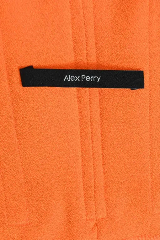 Orange polyester-blend Lane slit-back bustier sheath dress