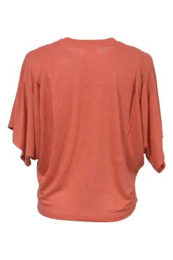 Orange screen-printed linen jersey knit Kyanza dolman sleeve logo graphic T-shirt