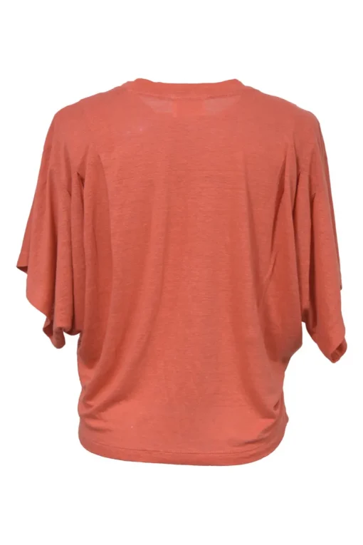 Orange screen-printed linen jersey knit Kyanza dolman sleeve logo graphic T-shirt